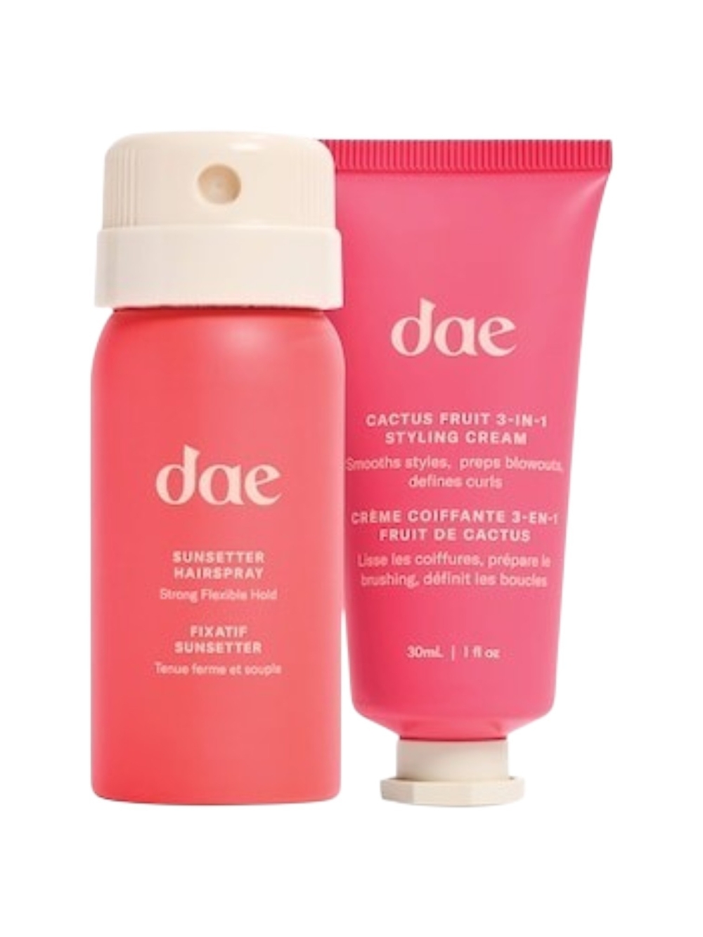 NWT Dae Haircare Set Cactus Fruit Styling Cream Sunsetter Hairspray Travel Size